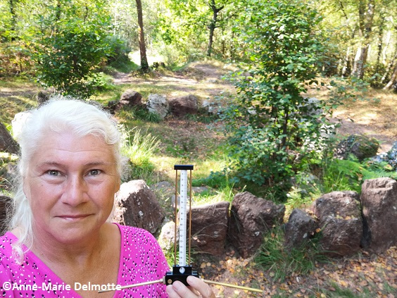 Anne-Marie Delmotte at the Ancient Site the Monks Garden in the Broceliande Forest